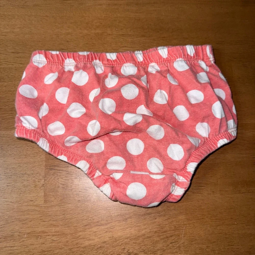 Baby Boden Coral Pink White Polka Dot Dress and Diaper Cover Set 12-18M
